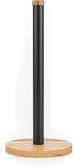 Salter BW13565EU7 Toronto Kitchen Roll Holder – Freestanding Paper Towel Holder, Countertop Stand, Worktop Organiser Storage Rack for Standard Kitchen Rolls, Classic Acacia Wood Design, Black