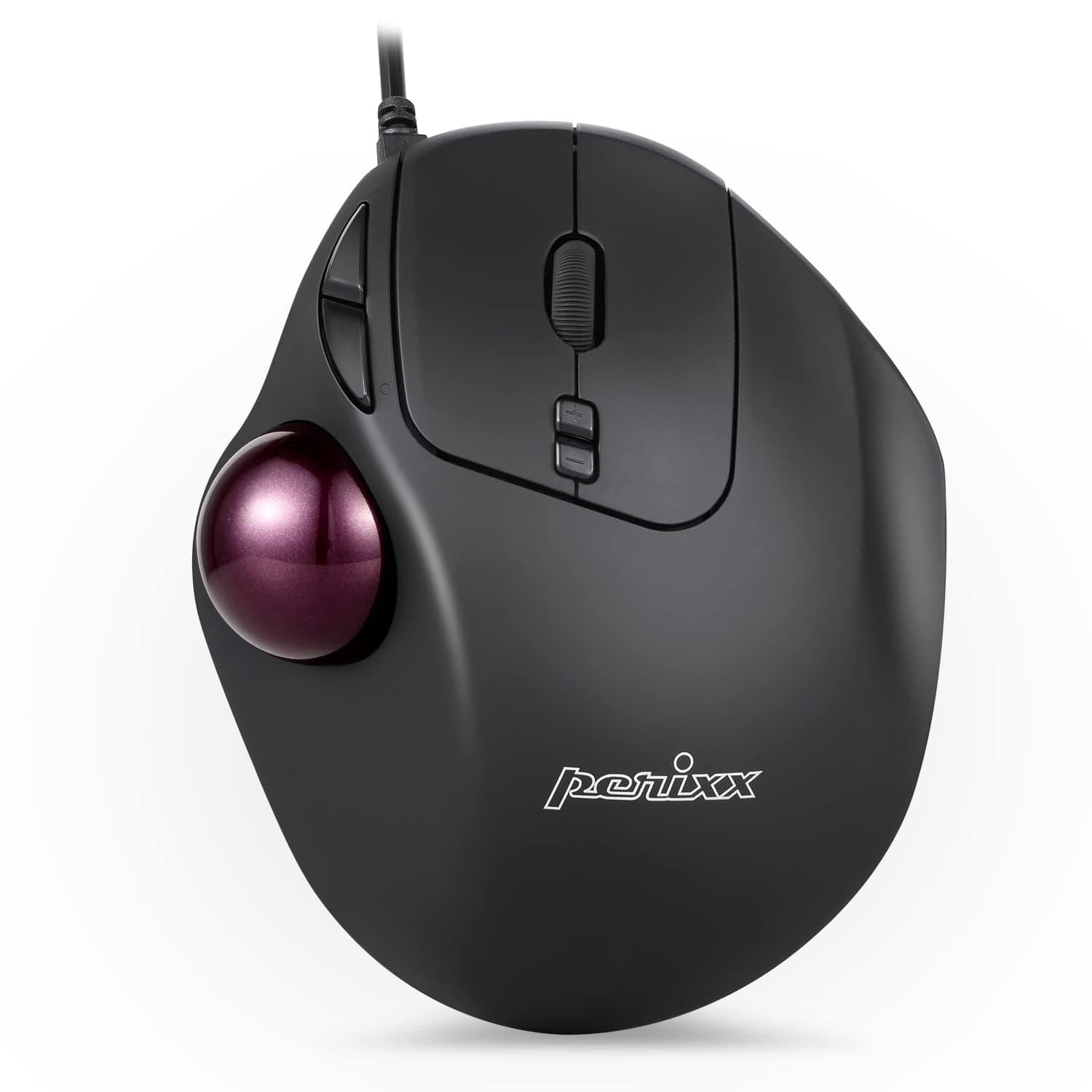 PERIMICE-517 Wired Ergonomic Trackball Mouse – USB Laser Sensor Mouse with Built-in 34mm Ball, 7 Buttons, and DPI Switch (400/1000) – Ideal for RSI and Long Use