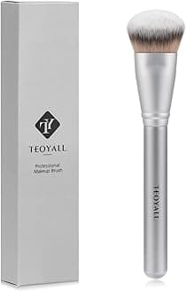 TEOYALL Flat Angled Foundation Brush, Large Dense Synthetic Bristles Kabuki Brush for Base Makeup with Liquid Cream Powder