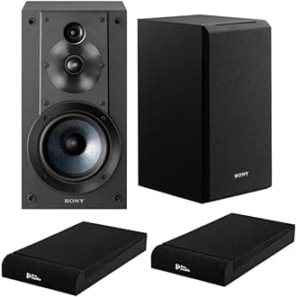 Sony SSCS5 3-Way 3-Driver Bookshelf Speaker System (Black) with Isolation Pads (2 Items)