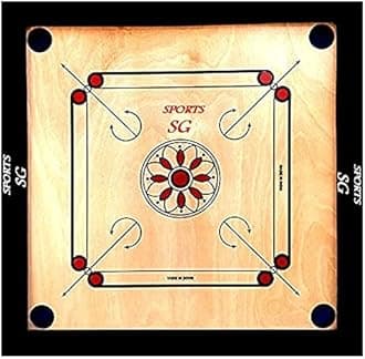 SSG Full Size 26x26 Inch Waterproof Carrom Board, 4mm Plywood, Border 1.5x1.5 Inch with Wood Carrom Coinset, One Piece Striker, One Piece Carrom Powder (Beige) for All Ages