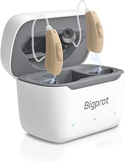 OTC Hearing Aids for Seniors, Superior Sound Quality, Comfort & Invisible design, AI Noise Cancellation, 120+ Hours of Charging Case Usage, 3 Smart Scene Modes（white）