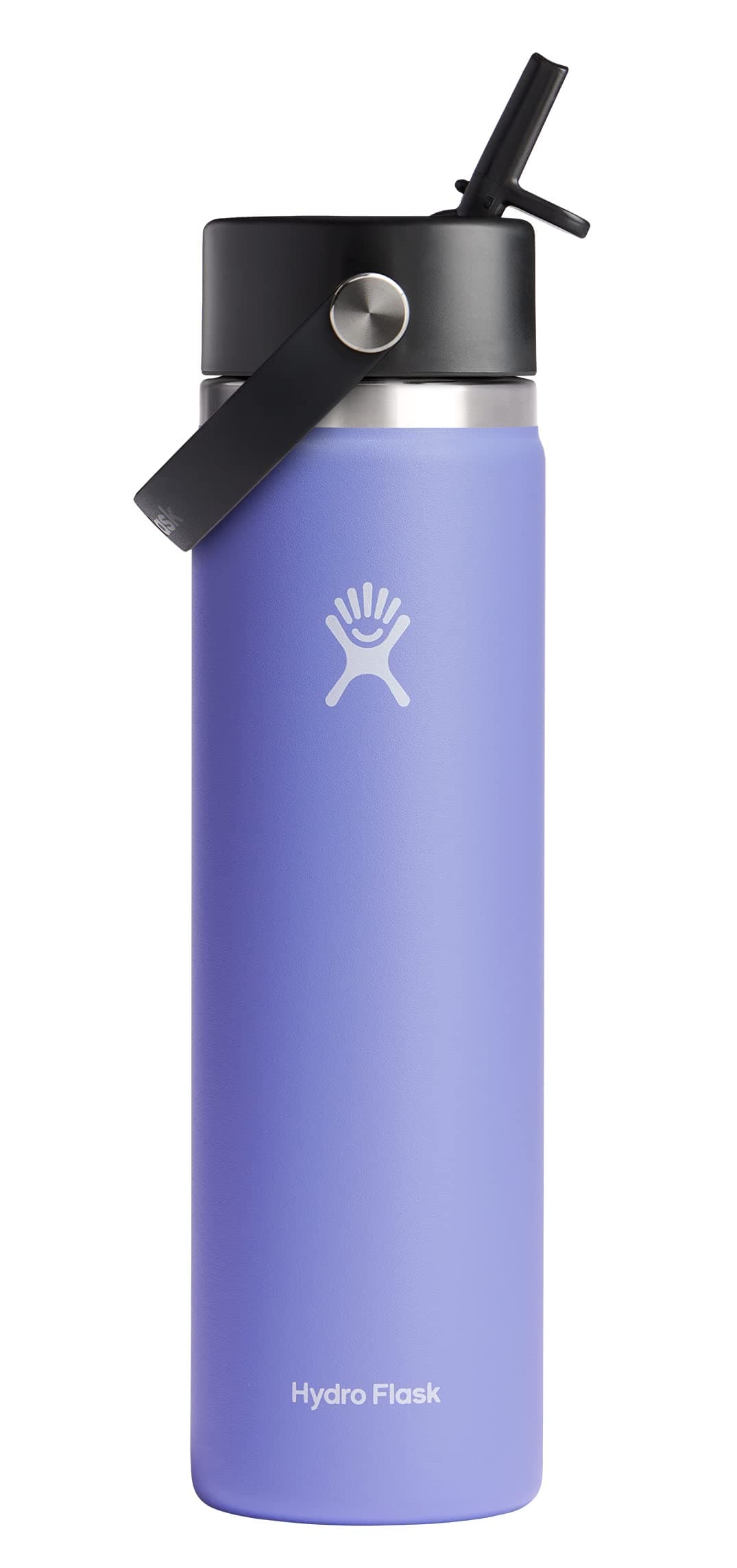 24 Oz Wide Flex Straw Cap Bottle - Insulated Stainless Steel - Wide Straw Lid, Non Spill, Leakproof in Lupine