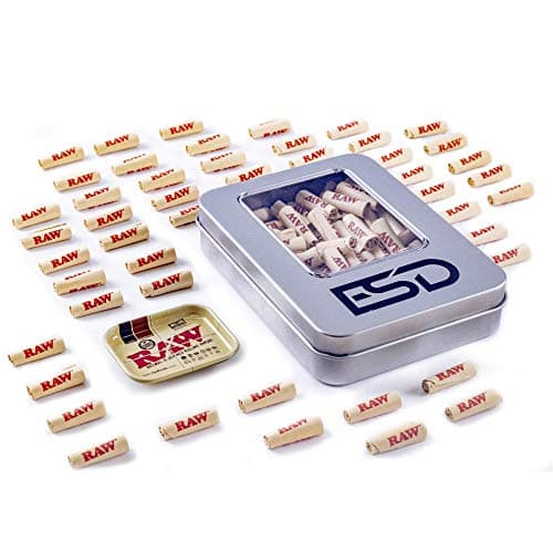 100 RAW Pre-Rolled Perfecto Cone Tips | Includes Miniature Magnetic Tray and ESD Metalic Container