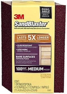 3M 9560 P100 SandBlaster Medium Dual Angle Sanding Sponge for Bare Surfaces - (Pack of 1)
