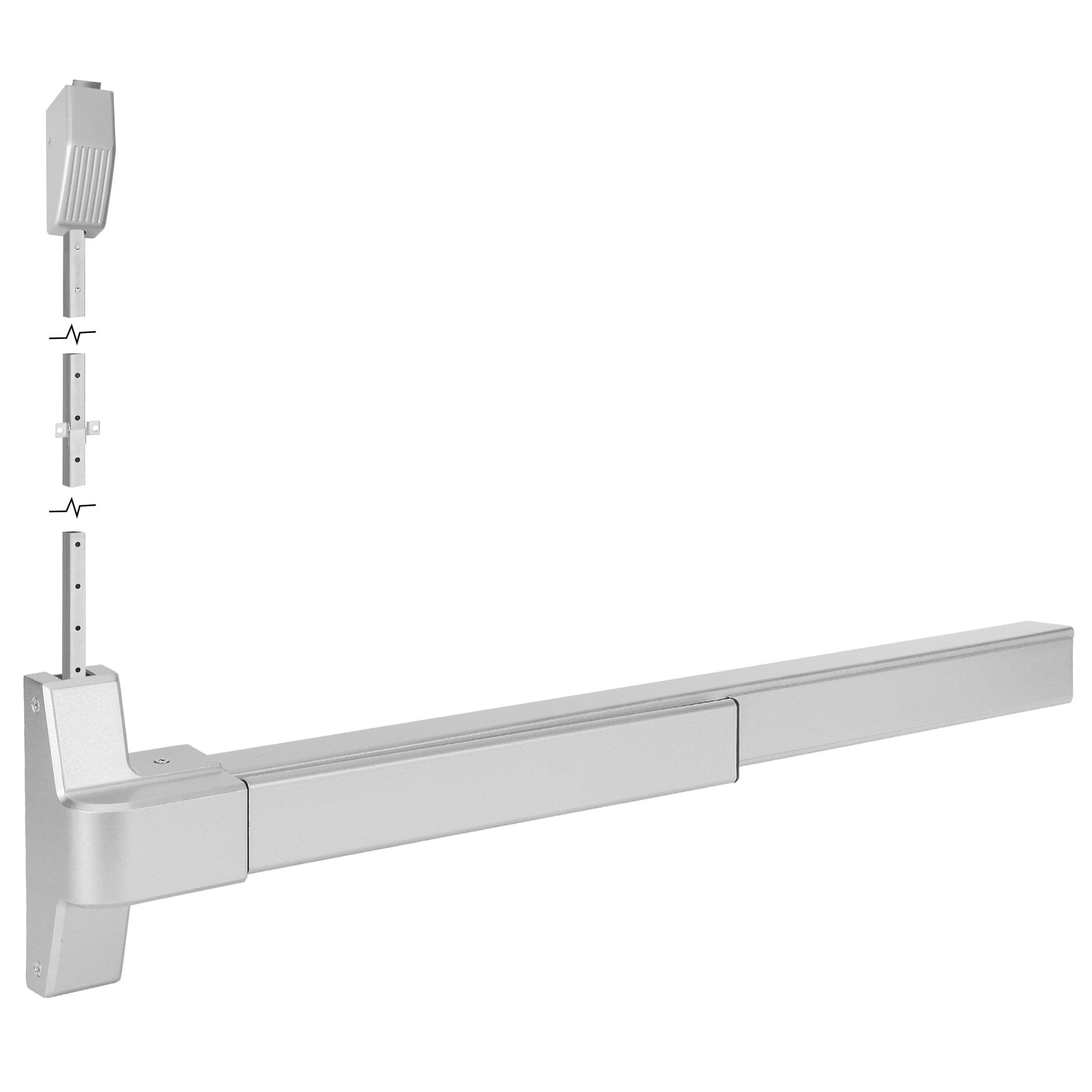 IRONWALLS Surface Vertical Rod Exit Device, 27.5” Commercial Emergency Panic Exit Device Door Push Bar Door Lock, Stainless Steel Panic Bar with Top Rod Locking, Panic Hardware for 27”-41” Wide Doors