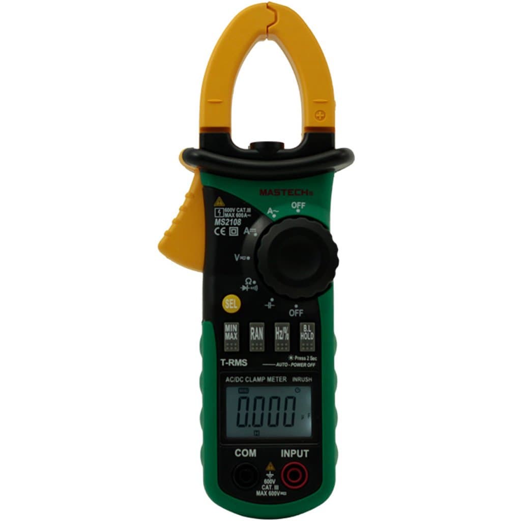 Mastech MS2108 True-RMS AC/DC Clamp Meter with Inrush Current Measurement
