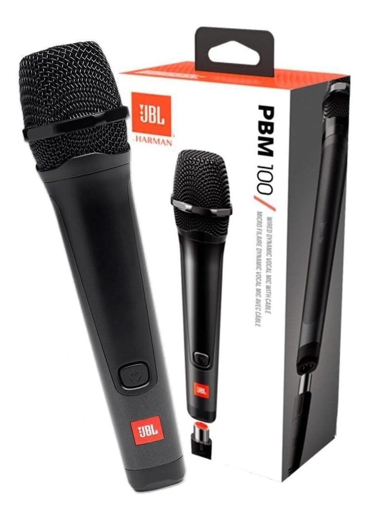 JBL PBM100 Wired Dynamic Vocal Mic with Cable, Quality Performance, Plug and Play, Cardioid Polar Pattern, Stage-Quality Casing, Wire Mesh Cap + Windscreen - Black, JBLPBM100BLK, Auxiliary