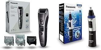 Panasonic ER-GB80-H Wet and Dry Electric Beard, Hair and Body Trimmer for Men & ER-GN30 Wet and Dry Electric Nose, Ear and Facial Hair Trimmer for Men
