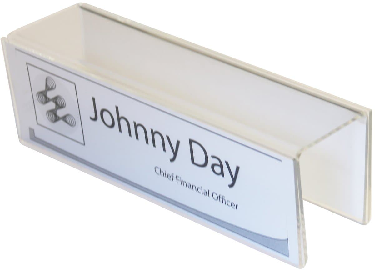 8-1/2" x 2" Double-Sided Cubicle Name Plate 8-1/2" Wide x 2" high x 2" deep Hook - PNH2085020020 (10 Pack)