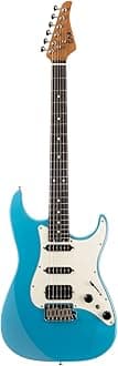 EART Electric Guitar DMX-9, 6 String Tremolo Bridge, Humbucker Pickups, Solid Body, 5-Way Switch Guitars (Gloss Pearl Blue)