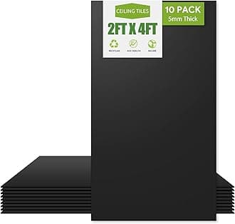 2ft x 4ft Drop Ceiling Tiles，Smooth Black PVC Ceiling Tiles 24 x 48in. Waterproof, Washable and Fire-Rated - Reusable - High-Grade PVC to Prevent Breakage-Cover 80 Sq. Ft-Package of 10 Tiles