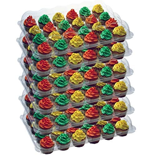 OccasionWise (6 Pack) Standard Clear Cupcake Containers - Sturdy Boxes for Tall Topping Regular Cupcakes - Fits 24 Standard Cupcakes or Muffins with Detachable Lid - Reusable Carrier Box (6)