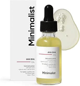 Minimalist 10% AHA BHA Exfoliating Serum For Beginners | AHAs (Lactic Acid & Glycolic Acid) & BHA (Salicylic Acid) Serum