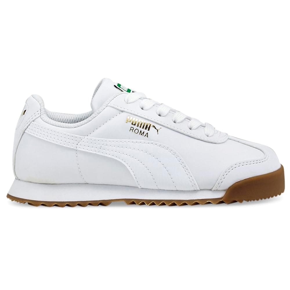 PUMA Roma Basic Summer JR Classic Style Sneaker, White White, 2 US Unisex Little Kid