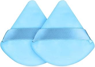 Gleva Powder Puff Soft Face Makeup Sponge, Loose powder Foundation Blending Sponges Set, Makeup Blender, Contouring, Wedge Triangle Shape Wet & Dry Tool Washable Reusable (Sky Blue)