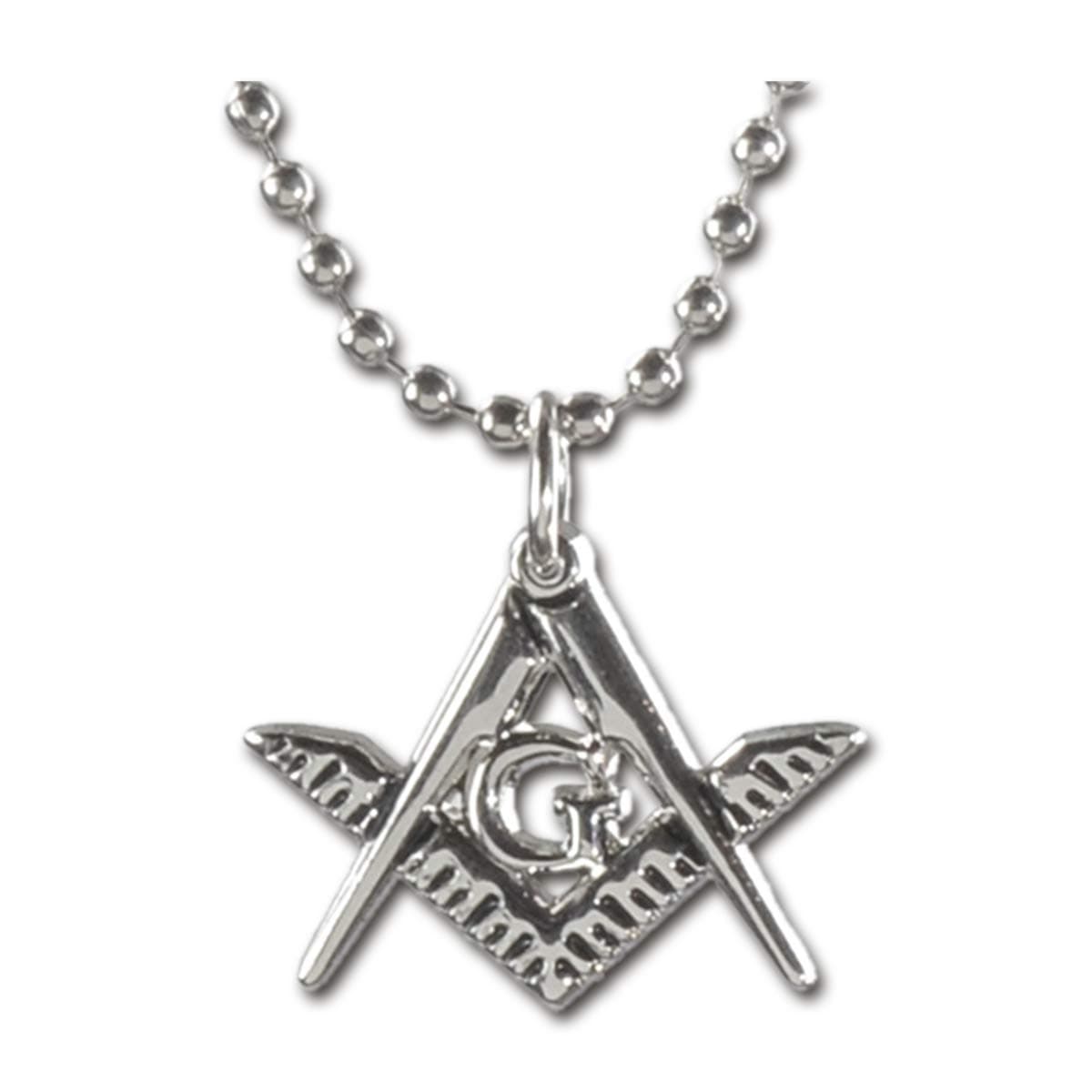 Square & Compass Masonic Necklace - [Silver][1'' Wide]