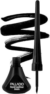 Palladio Liquid Eyeliner, Highly Pigmented and Waterproof Eyeliner, For Intense Eye Definition, Smear-proof Eyeliner Liquid, Includes Easy Grip Wand and Felt Tip Eyeliner Applicator, Black