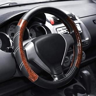ElantripWood Grain Steering Wheel Cover Leather 14.5 to 15 inches Anti Slip for Car Truck SUV Jeep