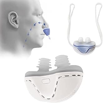 DFANCE Silicone Anti-snoring Device,Mini CPAP Anti Snoring Electronic Device,Sleep Apnea Stop Snore Aid Stopper USB Household Unisex Portable for Sleep,Snoring Solution,SJASD White