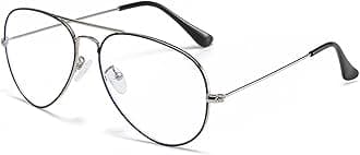 HJSTES Clear Lens Aviator Glasses Blue Light for Women Men Classic Pilot Frame Non-prescription Eyeglasses