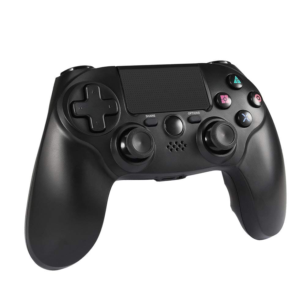 Wetoph Wireless PS4 Controller GX16 Wireless Bluetooth Build in Dualshock Gamepad Compatible with PS4/PC with 3.5mm Audio Jack Function（Third Party Product）-Black