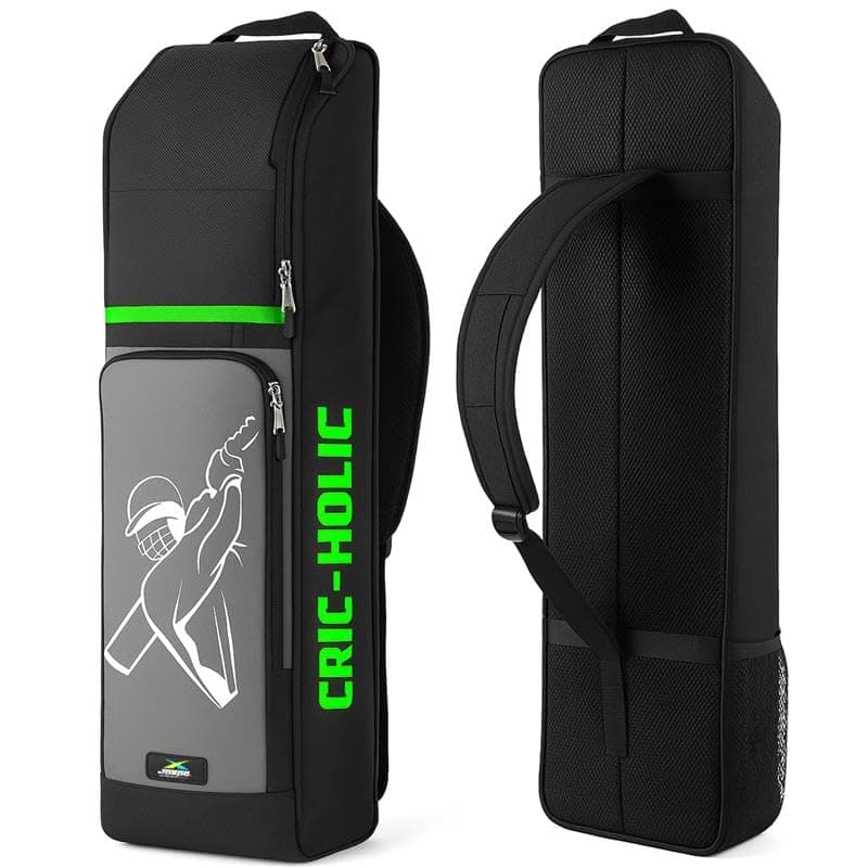 jaspo Cric Holic Padded Cricket Kit Bag (Polyester Material) for Plastic & Wooden Cricket Sets –,Spacious Design for Complete Gear (Cric Holic Kit Bag, Black, 35x10x6 inches(Bag Size))