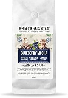 Blueberry Mocha Coffee | Toffee Coffee Roasters | Speciality Blend | 100% Arabica | Medium Roast | Notes: Fruity and Blueberry Notes (Home Espresso Machine, 250)