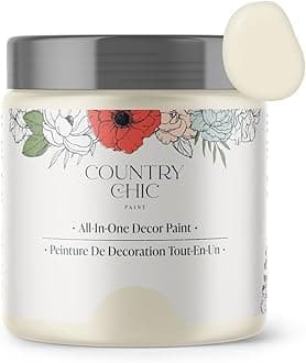 Country Chic All-in-One Chalk Paint for Furniture, Cabinets, Home Decor, Eco-Friendly, Matte Finish, Built-In Primer & Top Coat for Wood, Metal - Vanilla Frosting (Off White) - 8 oz (237 ml)