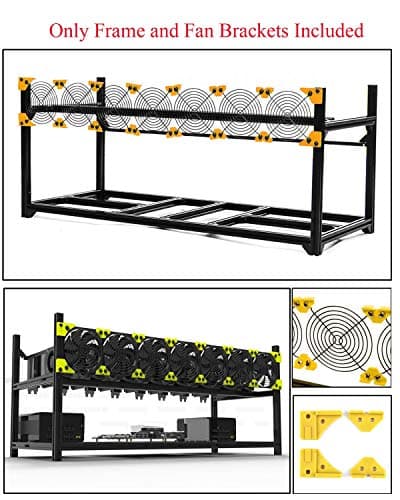 Aluminum 8C Mining Rig Case Without Fans, Stackable Open Air Frame Miner Case for ETH/ETC/ZCash/Cryptocurrency