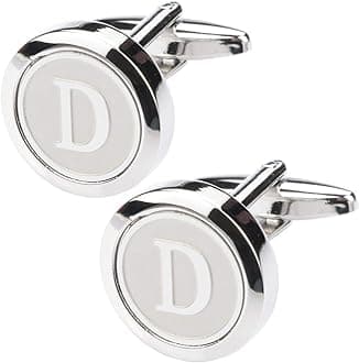 Dannyshi Mens Classic Stainless Steel Initial Cufflinks 26 Alphabet Initial Letter Cufflinks Business Shirts A-Z