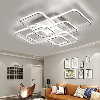 152W Modern Bedroom Lights, 6000K Daylight LED Ceiling Light, Flush Mount Lighting Fixture for Living Room Lounge Restaurant (8 White Squares, Cool White)