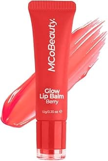 MCoBeauty Glow Lip Balm, Berry, Nourishing Tint for Luscious Lips, Vegan, Cruelty Free Cosmetics