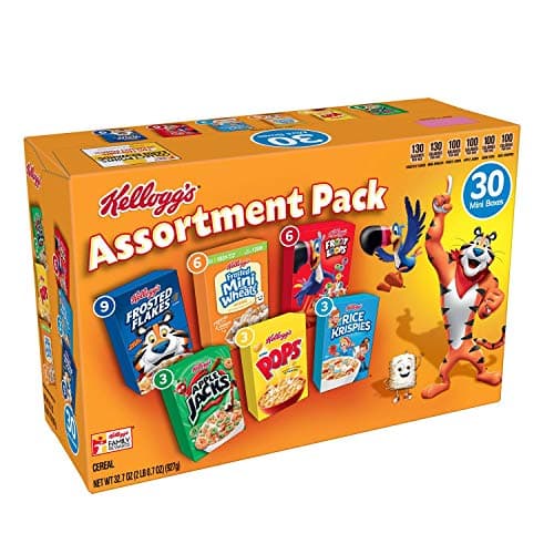 Kellogg's Breakfast Cereal, Assortment Pack (30 Count) - 2 Pack