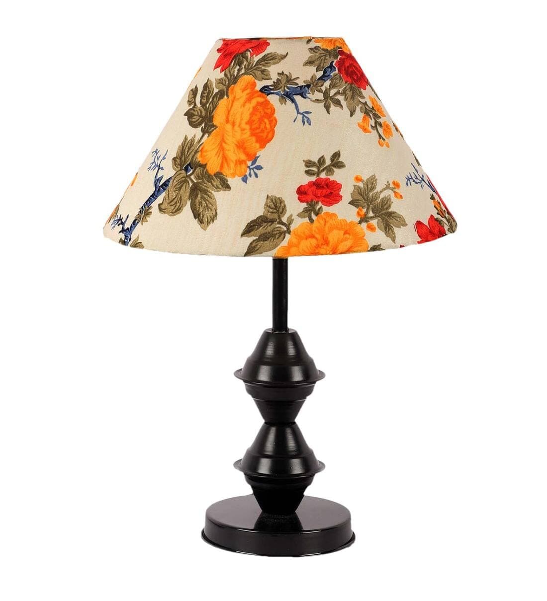Multicolour Shade Table Lamp with Black Metal Base