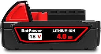 BatPower 18V 4.0Ah Compact Battery - Replacement for Milwaukee 18V M18 Lithium Batteries 48-11-1820 48-11-1828 48-11-1830