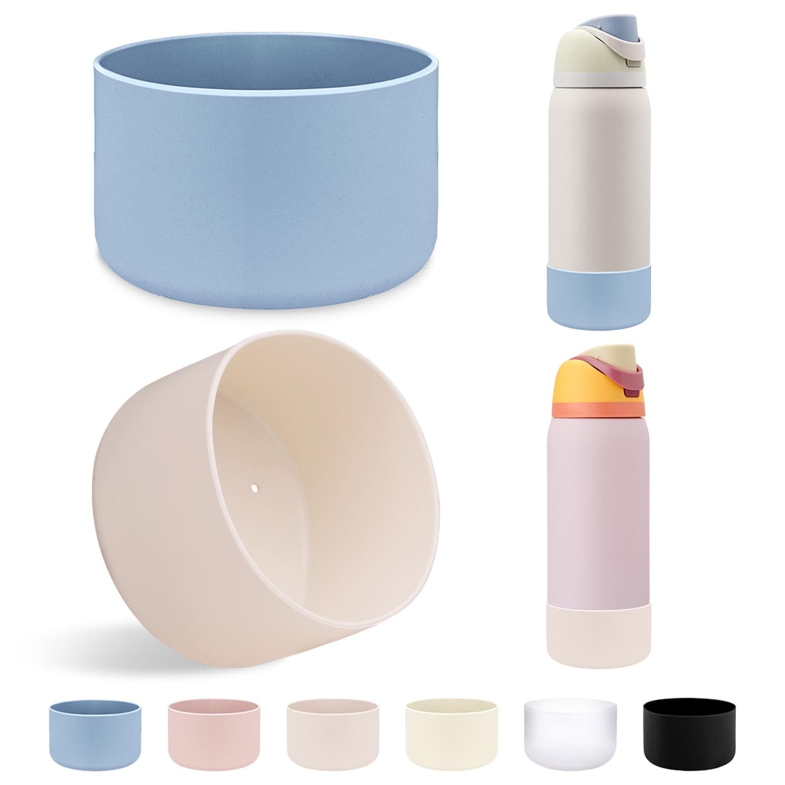 2Pcs Protective Silicone Boot Bottom Base for Owala FreeSip Twist and Flip Flask 32OZ and More Other Flask Water Bottles with Bottom Diameter 3.3-3.43in