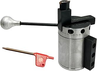 Assorts Heavy-Duty Radius Ball Turning Attachment for 7x16 & 7/16 Mini Lathes Fits Similar & Larger Lathe Machines Maximum 65mm Radius Capacity DCMT11T304 Carbide Insert Bearing Base with 0–90° Side