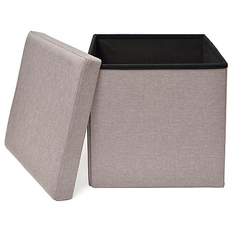 Studio 3B Folding Storage Ottoman with Tray in Grey