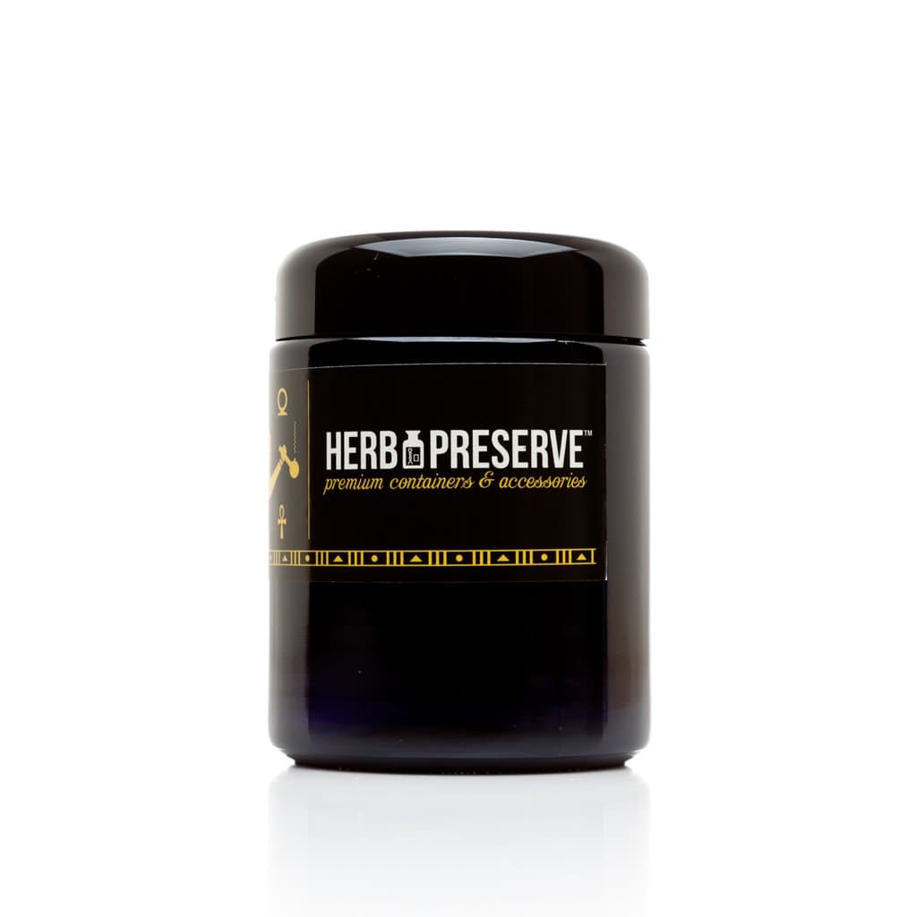 Herb Preserve Half Oz (250 Ml) Capacity Medium Size Screwtop Jar 10 PACK Set Black Ultraviolet Refillable Glass Stash