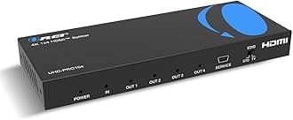 4K 1x4 HDMI Splitter Duplicater by OREI - with Down Scaler 4 Ports with Full Ultra HD, HDCP 2.2, Upto 4K at 60Hz, 1080p & 3D Supports EDID Control - UHDPRO-104, Model Number: UHD-PRO104