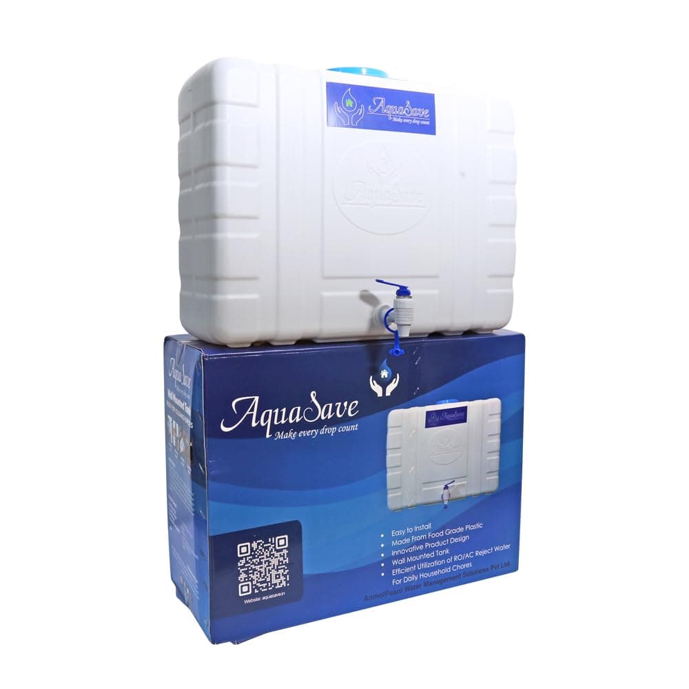 RR Without Sensor RO Waste Water Storage Translucent Tank 30 Liters with Drip Irrigation kit| Food Grade HDPE Plastic | Wall mountable with Stand | Suitable for All RO