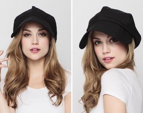 Sanna Summer women's octagonal cap (sharp face) female sunbonnet Folding Collapsible breathable Shade Hat with SWEATBAND (Black)