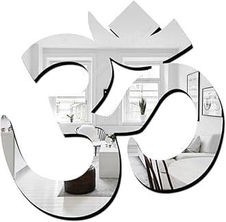 Bikri Kendra - Om Silver (Pack of 2) Mirror Stickers for Wall, Acrylic Mirror Wall Decor Sticker, Acrylic, Om Stickers for Hall Room, Bed Room, Kitchen