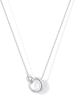 14K Gold Plated Dainty Interlock Pendant Necklace for Women | Circle Link Pendant Necklaces