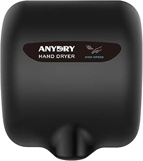 anydry 2800B Commercial Hand Dryer For Toilets,Heavy Duty Stainless Steel Electric Hand Dryers,With Banner.(Matte Black)