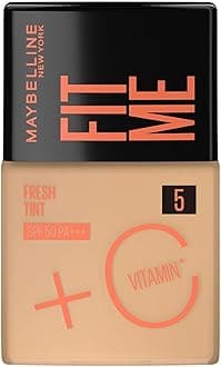 Maybelline New York Liquid Foundation, Lightweight Skin Tint With Spf 50 & Vitamin C, Natural Coverage, For Daily Use, Fit Me Fresh Tint, Shade 05, 30Ml