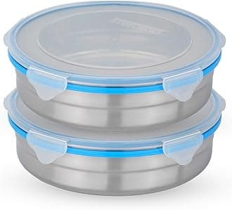 STEELLOCK Stainless Steel Airtight Container with Lid | Leakproof, BPA-Free, Durable Kitchen Storage | Multipurpose Food Storage Containers for Kitchen | SL-1601-set of 2, 1700ml each, Blue