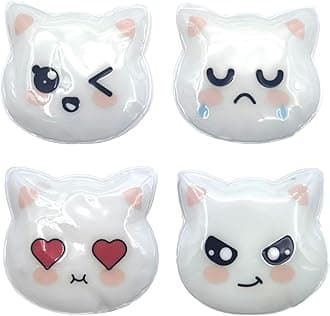 Boo Boo Hot Cold Ice Packs for Pain Relief, Lunch Bags Ice Packs, Reusable Gel Ice Pack for Kids Injuries, Fever, Wisdom Teeth, Tired Eyes, Headaches, Gel Bead Wrap (4 Cute Cats)