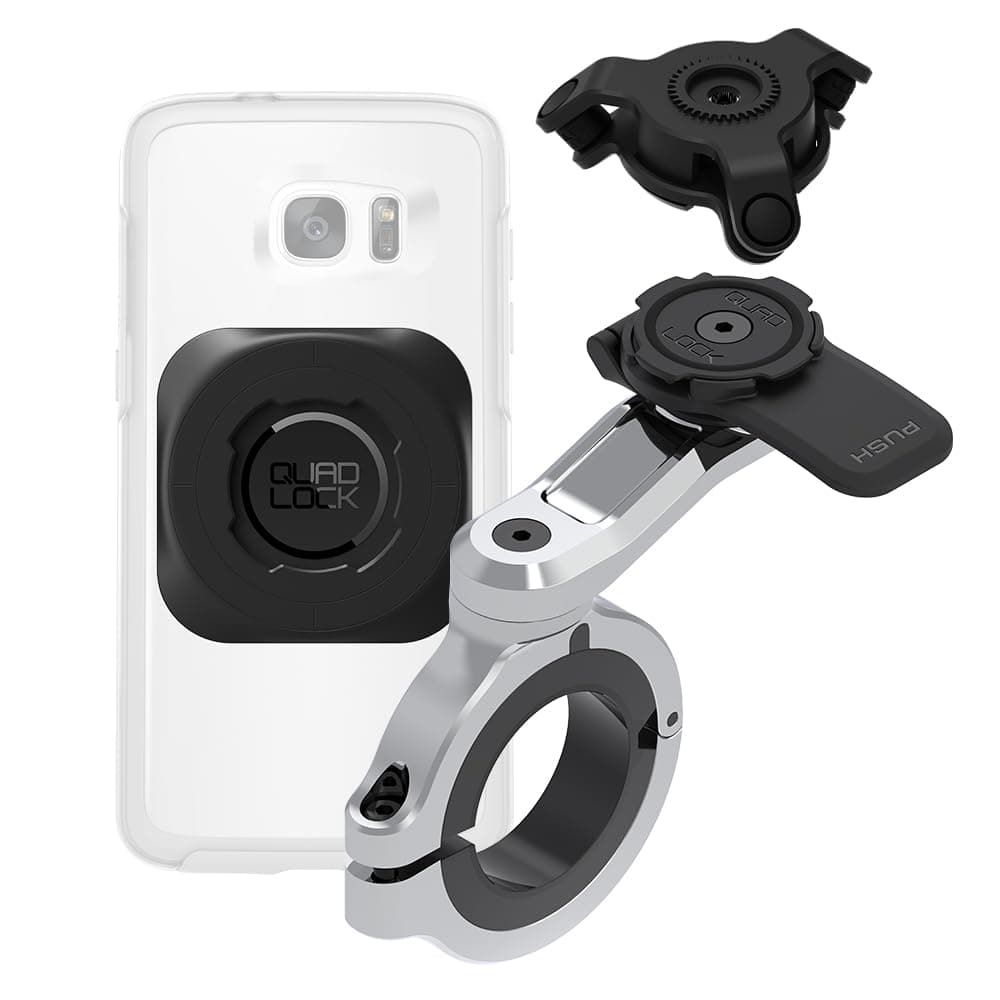 Quad Lock Handlebar Motorcycle Phone Mount PRO Chrome - Large Kit with Vibration Dampener and MAG Universal Adaptor